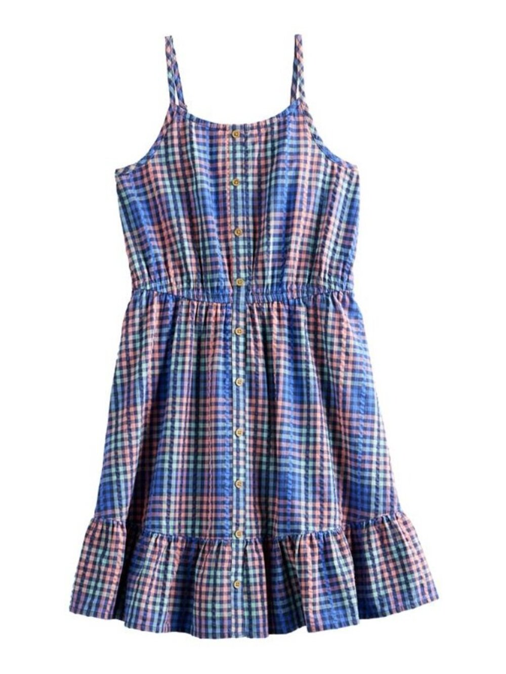 Girl's SO Button Up Spaghetti Strap Summer Dress - Plaid - Large (10/12) - NWT